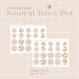 Neutral Deco Dots Mini Sticker Sheet - Various Designs