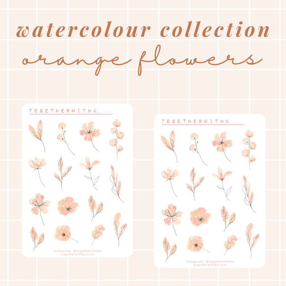 Watercolour Collection - Orange Flowers