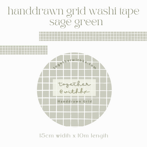 Handdrawn Grid Sage Green 15mm Washi Tape
