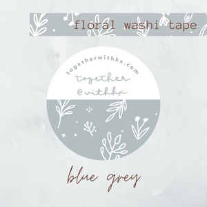 Floral Washi Tape - Blue Grey