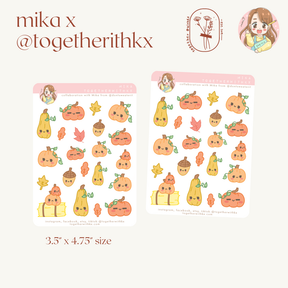 Mika x Togetherwithkx : Pumpkin Madness Mini Sticker Sheet 3.5x4.75