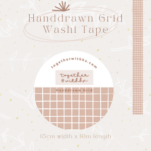 Pink Handdrawn Grid 15mm Washi Tape