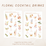 Floral Cocktail Drinks Sticker Sheet