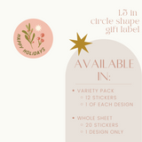 1.5 INCH - Circle Shaped Gift Label - Various Options
