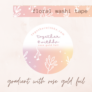 Gradient Floral Washi Tape - Rose Gold Foil