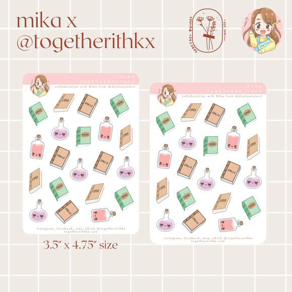 Mika x Togetherwithkx : Spells and Potions Halloween Mini Sticker Sheet 3.5x4.75