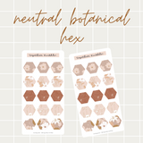 Neutral Botanical Hex Mini Sticker Sheet