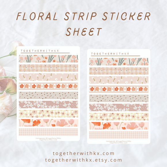 Floral Strip Sticker Sheet