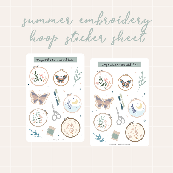 Summer Embroidery Sticker Sheet