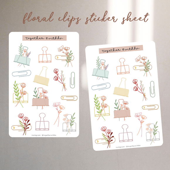 Floral Clips Sticker Sheet