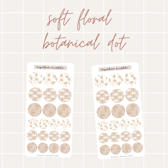 Soft Floral Botanical Dot Mini Sticker Sheet
